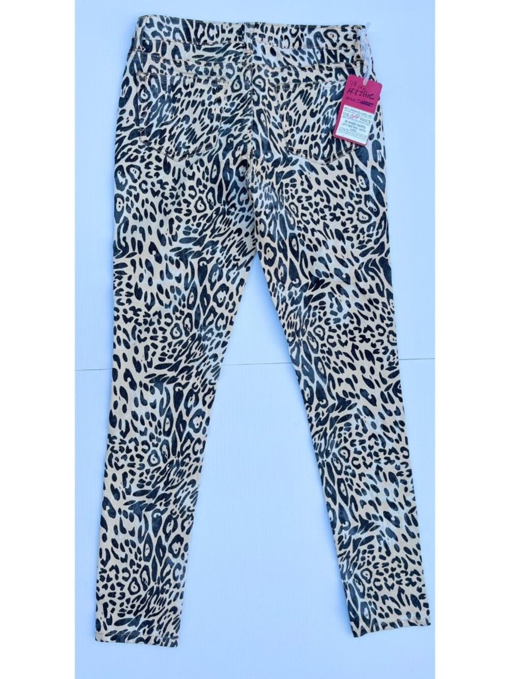 Womens Leopard Print Skinny Jeans Juniors 5/6 Low Rise Stretch Denim - Picture 2 of 10
